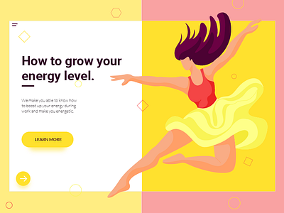 illustration for landing page character design colors energy girl illustration landing page typography ui ux