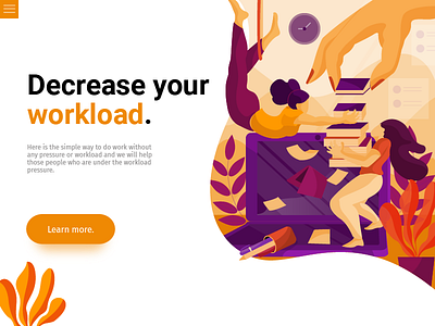 Work Load colors girls illustration landing page leaves nature plants ui workload