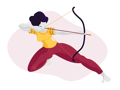 The Archer archer flat vector girl illustration texture