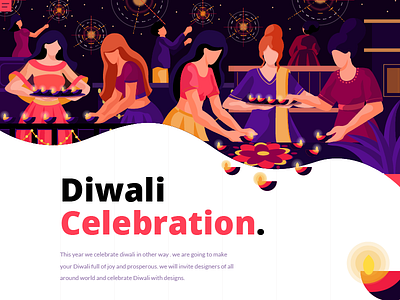 Celebrate Diwali celebration concept diwali flat vector illustration landing page occation
