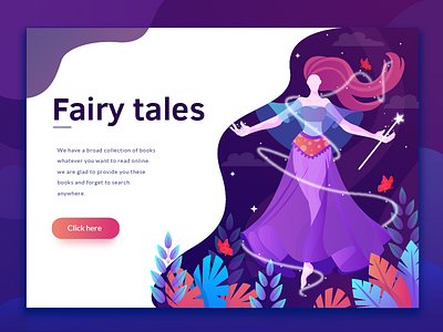 fairy tales concept digital fairy illustration landing page leaves magic