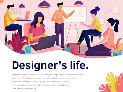 Designer's life concept designer flat vector illustration landing page