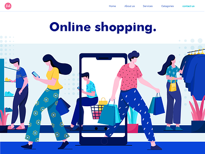 Online Shopping character design concept design flat vector illustration online shop plants shopping ui vector