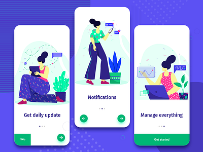 Onboarding Screens colors concept design digital flat vector illustration onboarding plants screens ui uiux vector