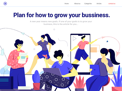 Plan to grow your business character design colors concept design digital flat vector illustration landing page vector