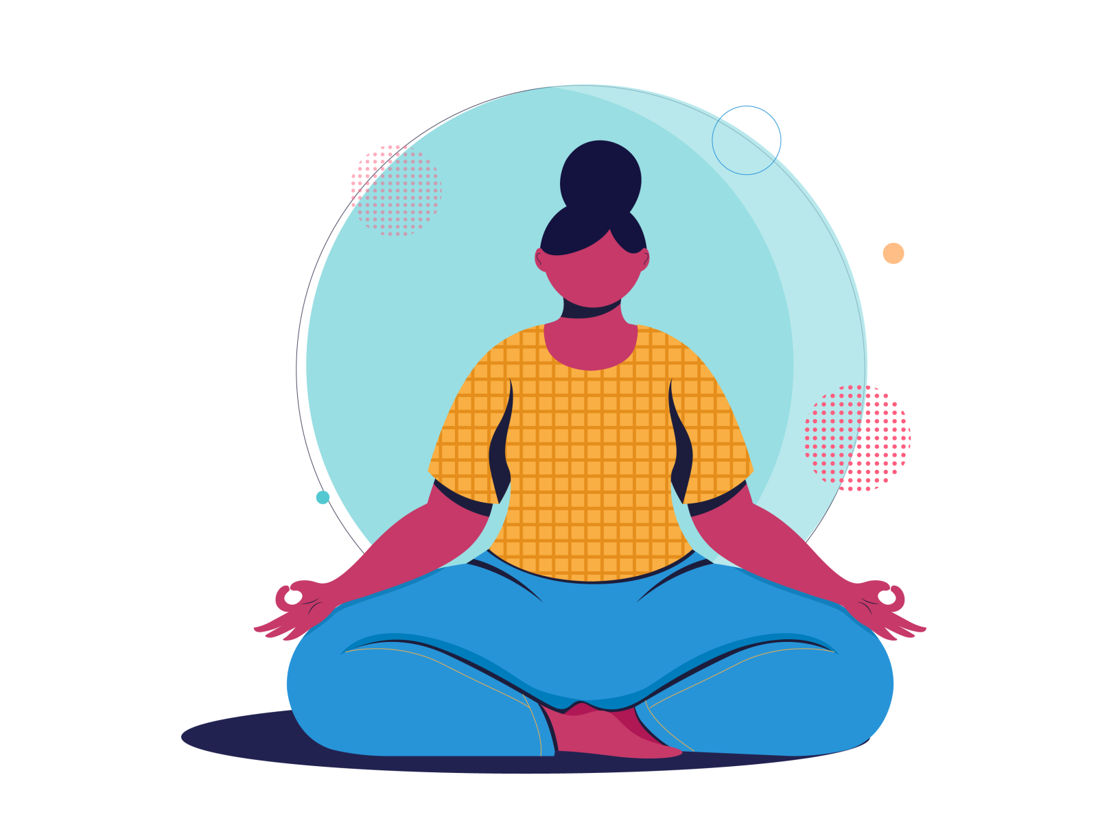 meditation concept design digital vector character design colors girl flat vector illustration