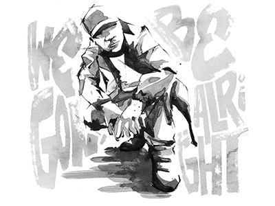 Kendrick Lamar blackandwhite handdrawn illustration ink painting