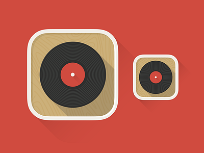 Vinyl Icon app flat icon illustration ios long shadow