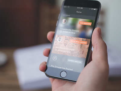 The New Grouper app ios iphone mobile mockup social ui