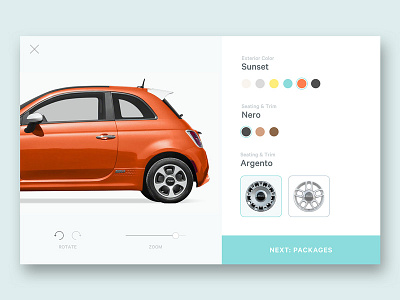 Car Customization Tool car card checkout color modal product rotate ui zoom