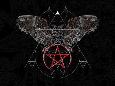 Sacred Geometry Owl design illustration minimal occult owl pagan print design sacred geometry totem witchcraft