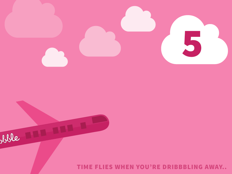 Dribbble turns five! dribbble five gif pink plane