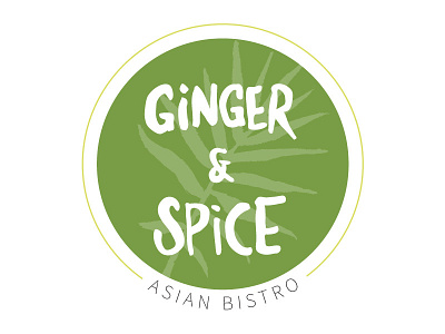 Ginger & Spice 2 asian bistro circles fusion green hand drawn rough