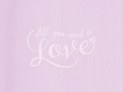 Love all you need is love heart love purple type typography wedding