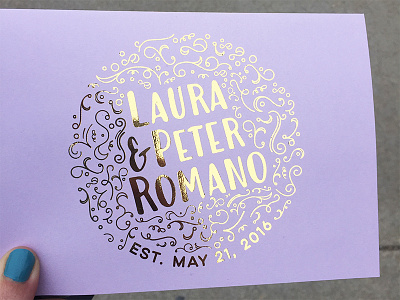 Wedding Card circle diy embellishment gold foil lavender married typography wedding wedding design
