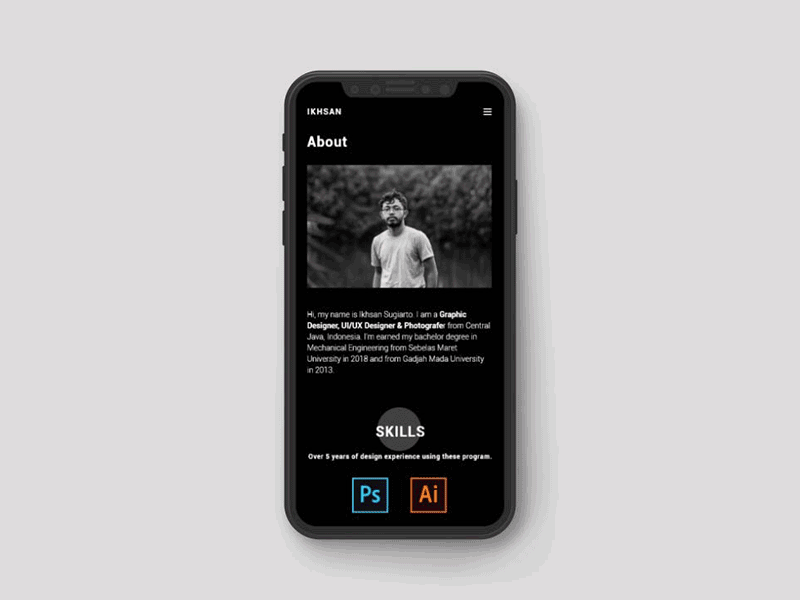 Animation UI Mobile Web Portofolio adobe after effects adobe photoshop adobe xd gif gif animated mockup iphone x personal web portofolio web ui