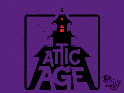 Attic Age Logo age attic distressed haunted horror house logo podcast purple red