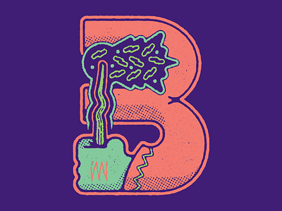 ABC's of Wizardry - B distress grunge halftone illustration typography