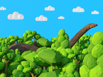 Dinosaur Life - 3D Illustration 3d 3d art blender children game art illustration kids low poly lowpoly render