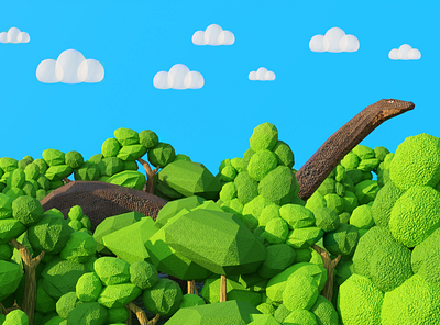 Dinosaur Life - 3D Illustration 3d 3d art blender children game art illustration kids low poly lowpoly render