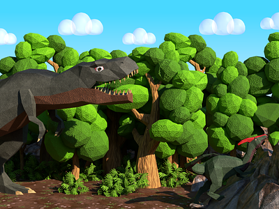 Dinosaur Life - 3D Illustration #3 3d 3d art blender children game art illustration kids low poly lowpoly render