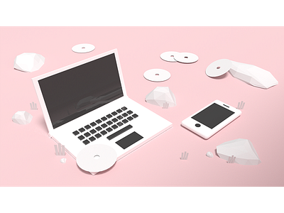 Modern Low Poly - 3D Illustration 3d blender computer editorial illustration low poly lowpoly pink render web