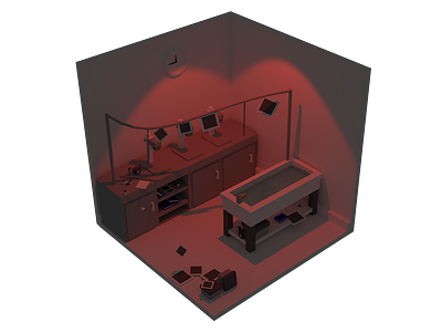 Isometric Low Poly Darkroom - 3D Illustration 3d blender darkroom graphic design illustration isometric low poly photography photoshop