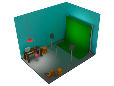 Digital Studio Low Poly - 3D Illustration 3d blender illustration isometric low poly render room