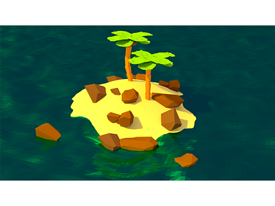 Low Poly Island 3d blender illustration island isometric low poly render