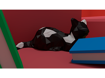 Low poly Diorama - Comfortable cats #2 3d art blender game art illustration low poly render