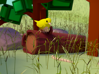 Lowpoly Yellow bird - 3D Illustration #2