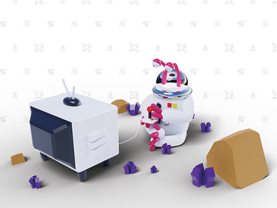 Space Dude #2 3d 3d art blender children design editorial game art graphic illustration isometric kids low poly lowpoly magazine render web