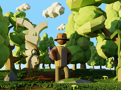 Low Poly Adventure #1 3d 3d art blender children design editorial game art illustration isometric kids low poly render web