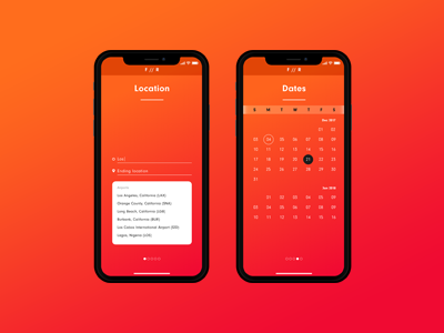 Fly or Ride app calendar dropdown mobile travel ui ux