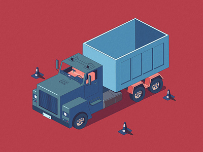 Truck Illustration 3d blue car illustration isometric red spicy truck