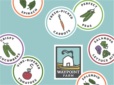 Waypoint Farm Logo & Stickers branding contour drawing custom drawing digital illustration flat illustration logos procreate sticker