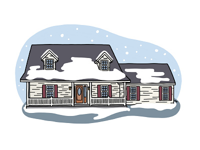 Indiana Home in Winter contour drawing custom drawing digital illustration digital painting flat illustration procreate
