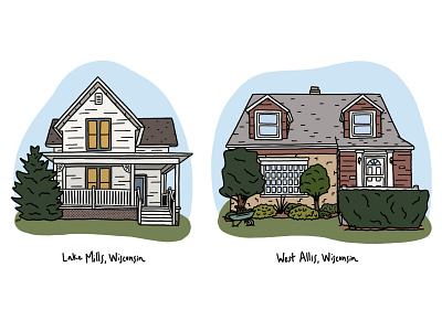 Wisconsin Homes contour drawing custom drawing digital illustration digital painting flat illustration procreate