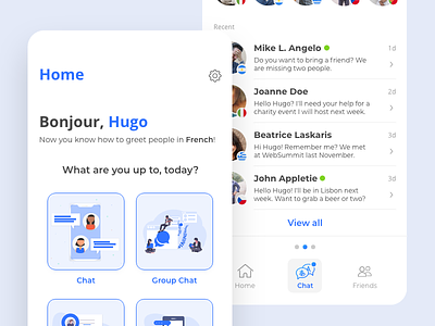 Translation app concept app blue chat chat app chatting design mobile network social translate ui web