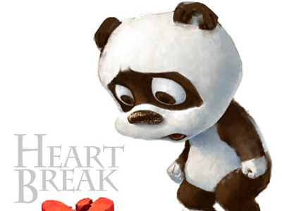 Heart Break character design digital art illustration panda