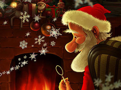Tiny Snowflakes (Santa) character design digital art fireplace illustration kvantik santa snowflakes
