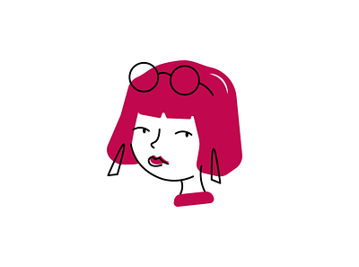 girl with pink hair adobe illustrator avatar girl girl with glasses glasses illustration minimal minimalist person