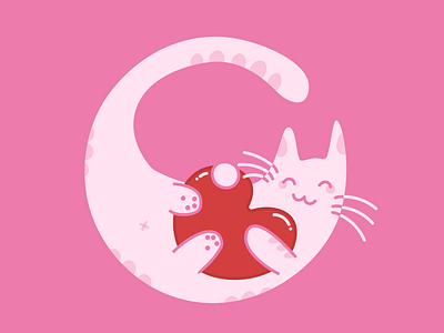 Cat in a circle adobe illustrator cat heart icon illustration vector