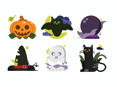 Spooky icons for Halloween! 🎃 adobe illustrator cat halloween icon icons illustration jack o lantern pumpkin vector