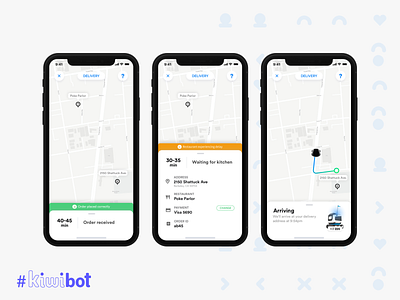 Kiwibot - Order tracking screen delivery food food app maps order order confirmation order details robot screen track tracking