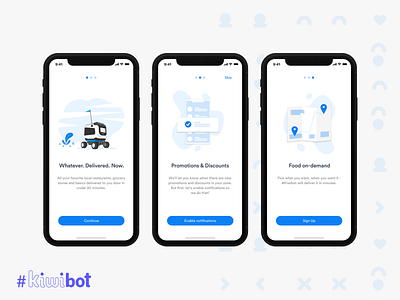 Kiwibot - Onboarding screens food app food delivery kiwibot onboard onboarding flow permissions