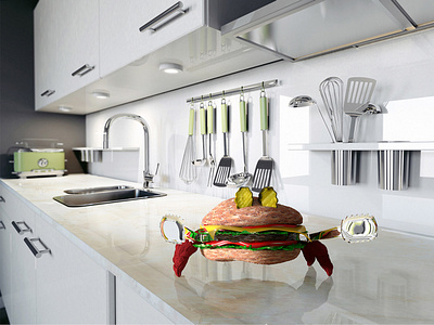 krabbyPatty 3d 3d art characterdesign food hamburger kitchen krab krabbypatty render rhino rhino3d