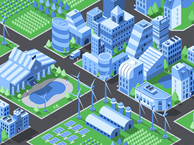 Green Isometric City green illustration isometric renewable energy vector