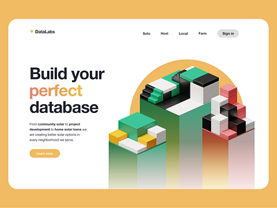 DataLabs Landing Page Design 3d design gradient green illustration isometric landing page minimal modular ui vector