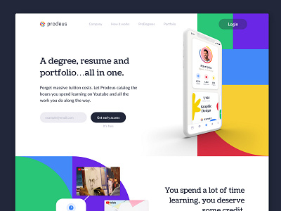 Homepage Design for Prodeus app branding illustration ui web design